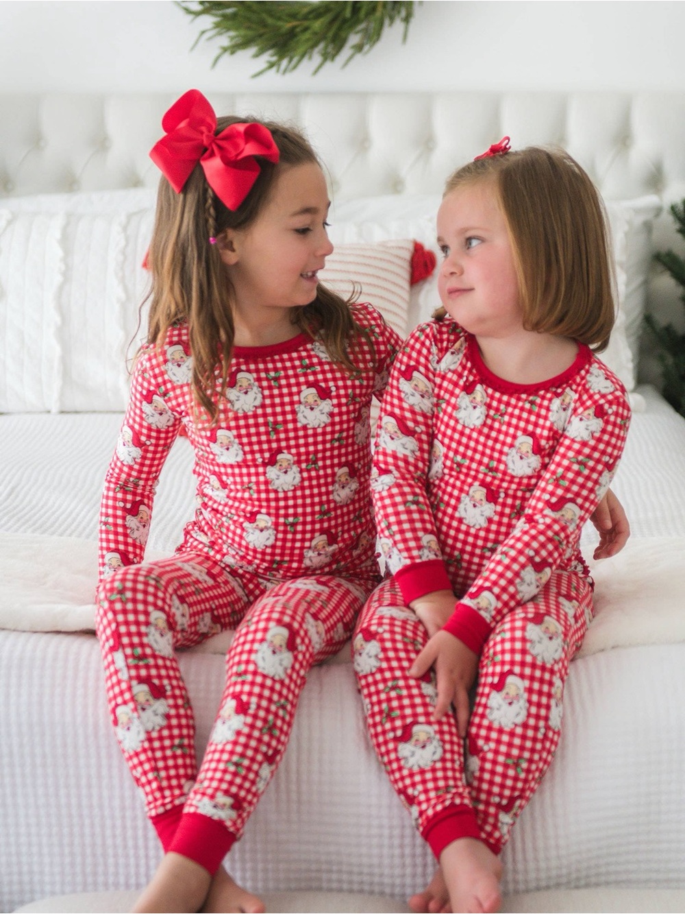 Rufflebutts Softsnooze Santa Gingham Holiday Pajama Set 18-24 months 2T 4T